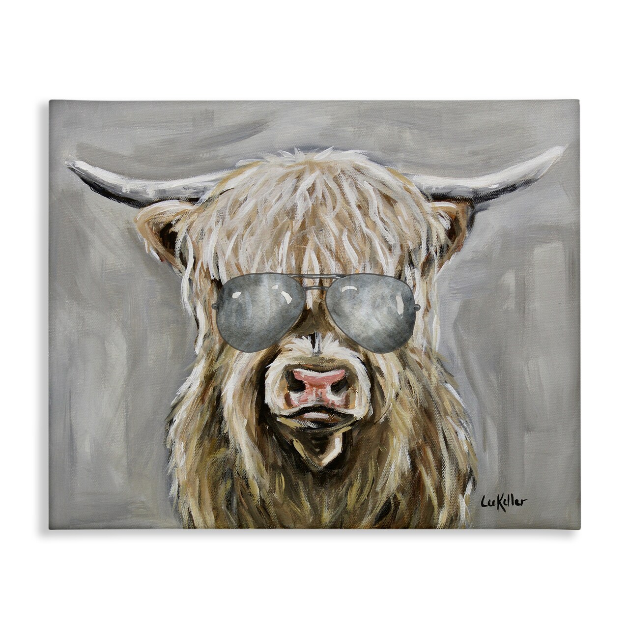 Stupell Industries Hipster Cattle with Sunglasses Canvas By Lee Keller